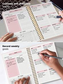 1 pieza Agenda semanal sin fecha con encuadernación en espiral, cuaderno con rastreador de hábitos, organizador de metas, regalo perfecto para mujeres y el Día del Maestro - aleatorio - Ver 4