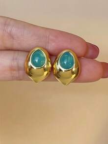 1 Pair Geometric Water Drop Stud Earrings, Fashionable Women's Summer Vacation Wear Gift - Teardrop Stud Earrings - View 3