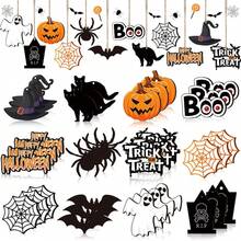 12pcs/24pc/36pc/48pc Halloween Wooden Hanging Hollow Tree Decorations, Trick Or Treat Party Supplies, Halloween Hanging Decor With Classic Color Design To Brighten Your Home Interior, Cute And Beautiful Font, Perfect Gift To Express Love And Wishes To Family Or Loved Ones - View 9