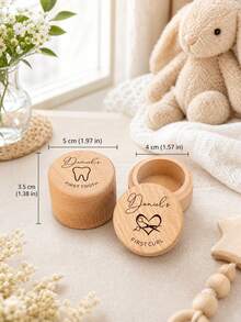 Custom Text Wooden Baby Milestone Keepsake Box,First Tooth Mini Storage Box,Personalized Newborn Precious Memory Treasure Box - Multicolor - View 6