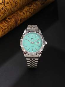 RICECGO Classic Men's Quartz Watch With Date Display, Business Style, Perfect Gift Choice, Suitable For Daily Wear - Silver - View 16