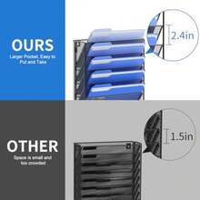 OUTWOLF Organizador de Archivos Colgante de Pared con Ganchos, Organizador de Archivos de 6 Niveles, Montaje Vertical en Pared, Organizador de Documentos y Correo para Oficina - 6 niveles - Ver 4