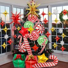 46pcs Christmas Decoration Balloon Set Red Green Gift Box Balloons Candy Cane Balloons Star Balloons Christmas Party Decor - Multicolor - View 2