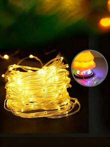 1pc Silicone LED Christmas Tree Night Light USB Rechargeable With 10m Storable String Light & Hook For Kids - A - View 2