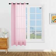 1pc And 2pcs Transparent Curtains/Minimalist Solid Color Transparent Curtains/Top Lock Ring Design/Plain Color Light Filtering Curtains/Light Balance Filtering Sunlight/Living Room Transparent Curtains/Living Room Transparent Curtains/Study Room Transparent Curtains/Cabinet Cover Curtains/Pink Curtains - Baby Pink - View 11