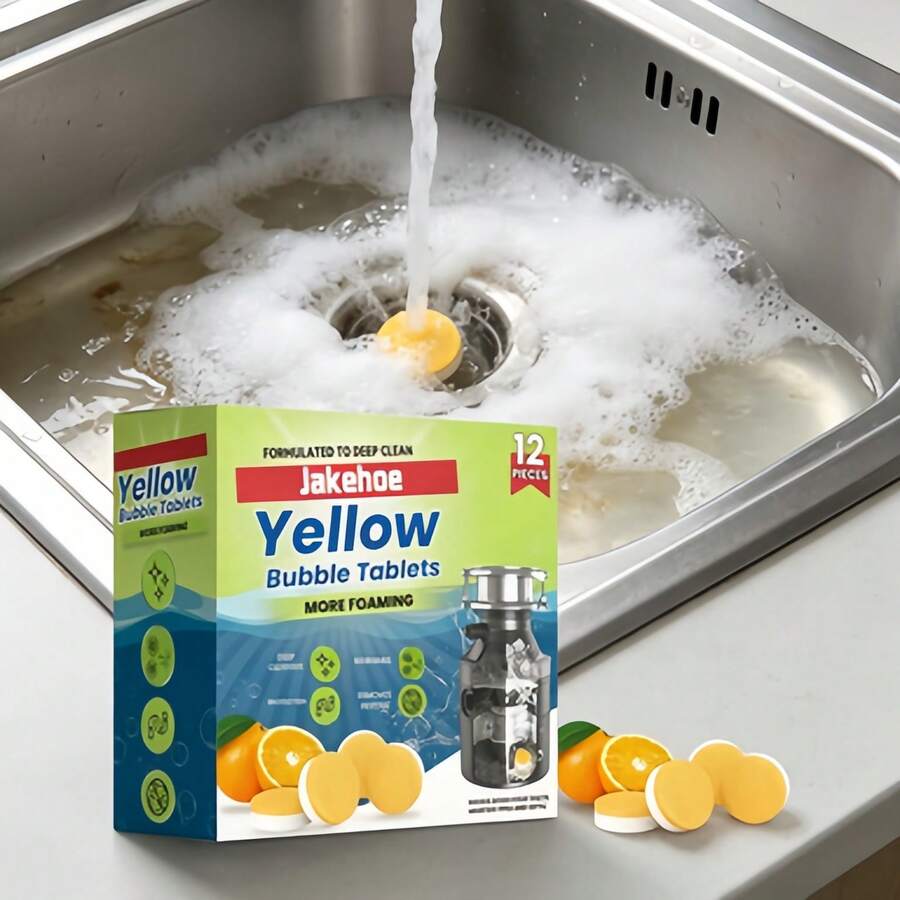 Powerful Sink Drain Cleaner Tablets, Foaming Pipe Detergent For Kitchen Sinks, Tubs And Showers, Dissolves Grease, Odors And Clogs (Random New Or Old Packaging)