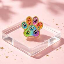 Cute Dog Paw Print Hard Enamel Pin, Lapel Brooch, Animal Paw Metal Badge Decor For Backpack Jacket Hat, Gift For Dog Lovers Gifts - Multicolor - View 2