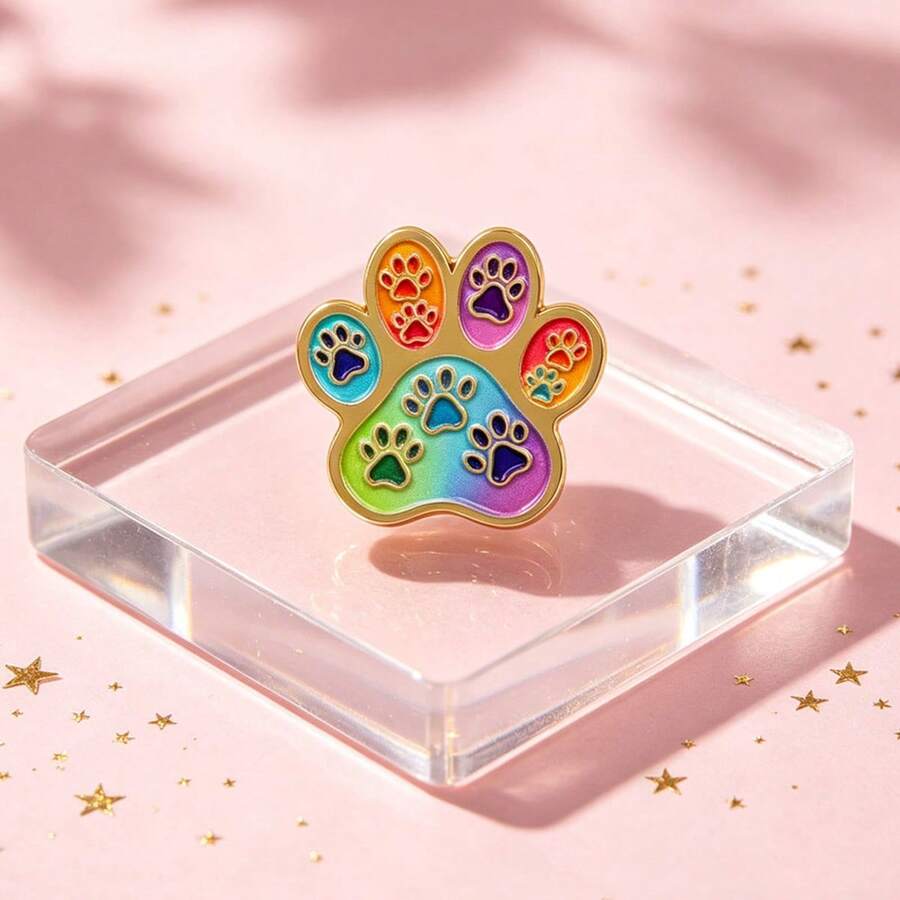 Cute Dog Paw Print Hard Enamel Pin, Lapel Brooch, Animal Paw Metal Badge Decor For Backpack Jacket Hat, Gift For Dog Lovers Gifts