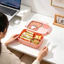 1pc Cartoon Lunch Box With Utensils And Sauce Container, Microwave , Suitable For School, Office, Outdoor - View 5