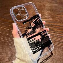 1pc Racing Pattern Black & Silver Phone Case Compatible With Apple Phones - Multicolor - View 4