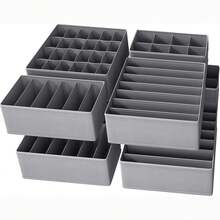 4pcs Washable Fabric Drawer Dividers Storage Boxes, Underwear Socks Bra Organizer, Closet Storage Compartment Boxes, Bedroom Storage Essential - Grey - View 2
