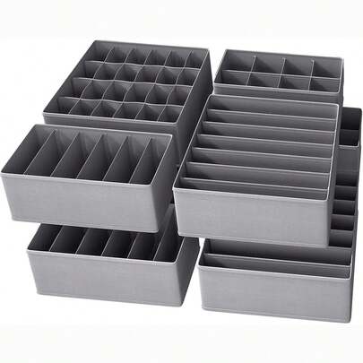 4pcs Washable Fabric Drawer Dividers Storage Boxes, Underwear Socks Bra Organizer, Closet Storage Compartment Boxes, Bedroom Storage Essential