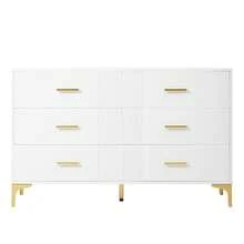Sideboard With 6 Drawers - White Door Cabinet With Drawers For Living Room And Bedroom, Dimensions: - 白色 - 查看 11