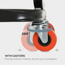 HOMCOM Workshop Stool, Rolling Machine Stool With 360Â° Swivel, Padded Seat, Tool Tray, Red - A - 查看 8