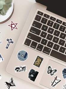 65 Pcs Dark Gothic Meme Stickers, Edgy Aesthetic Decals With Occult & Symbol Mashups For DIY Personalization, Alternative Subculture Vinyl Set For Kindle, Laptop, Notebook, Journal, Scrapbook Suplies, Office Decor, Desk Accessorries - Multicolor - View 7