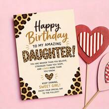 1pc Funny Greeting Card Leopard Print Birthday Greeting Card For Daughter Inspirational Message Flat Paper Card For Birthday Celebration And Special Occasion Gift - Greeting Card + Envelope - View 6