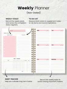 1 pieza Agenda semanal sin fecha con encuadernación en espiral, cuaderno con rastreador de hábitos, organizador de metas, regalo perfecto para mujeres y el Día del Maestro - aleatorio - Ver 6