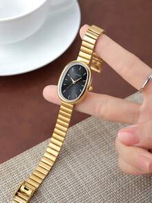 1pc Women's Casual Luxury Versatile Minimalist Vintage Quartz Watch Suitable For Daily Wear - Gold - View 2