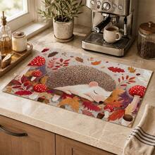 (Hot !!) 1pc Autumn Hedgehog Pattern, Tablet Stove Protector Mat, Rubber Non-Slip Heat-Resistant Stove Cover Pad, Suitable For Induction Cooktop, Glass Cooktop, Multi-Functional Anti-Scratch Mat, Best Choice For Oven, Washing Machine, Dryer, Kitchen Decoration - Multicolor - View 5