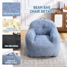Modern European-American Style Beanbag / With Armrests / Plush Look Beanbag / No Assembly Required / Suitable For Living Room, Bedroom And Reading Corner - 藍色 - 查看 4