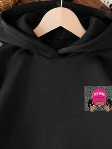 Tween Girl Cartoon Pattern Casual Daily Wear Sweatshirt - Black - View 3