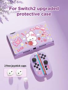 New Switch 2 Protective Case (2025) Game Accessory, 1pc Compatible With Switch 2/Switch OLED/Switch NS/Lite, Cartoon Strawberry Rabbit Pattern Protective Shell, Storage Bag, Switch Battery Version Game Console Accessory Protective Case, Anti-Scratch Cover, Free Joystick Cap, Best Gift Compatible With Switch Game Players. - Multicolor - View 20