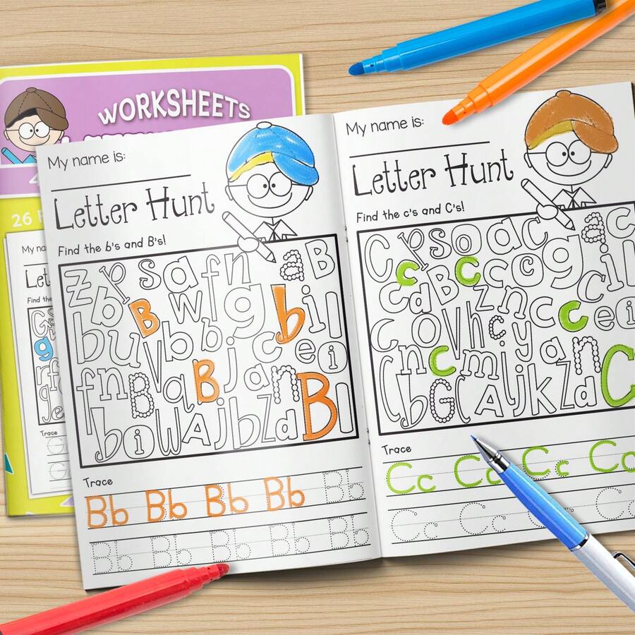 Alphabet Learning Activity Series – Letter Tracing, Coloring, Word Hunt & Matching Games, Fun ABC Practice For Reading & Writing Skills - Aktivitas Belajar Alfabet - View 1