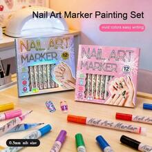 New Nail Art Markers 12 Colors/4 Colors Pack, Classic Nail Art Makeup Colors, Nail Art Painting Pens, DIY Painting Graffiti Nail Art Outlining Highlighting Pens, Nail Art Markers, ABS Makeup Marker Set, Suitable For Painting On Various Surfaces - Multicolor - View 11