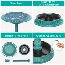Antique Polyresin Bird Bath & Outdoor Fountain, 28 Inch Solar Powered Water Fountain, 4 Spray Patterns, Lightweight Weather Resistant Garden Stuff & Gardening Supplies, Outdoor Garden Water Feature For Patio Yard Decor - 青銅色 - 查看 3