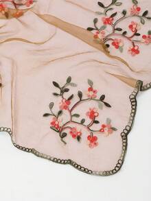 1件 2026春夏女款時尚刺繡花卉印花方巾，淺色簡約休閒，日常百搭頭巾，四季可穿戴 70cm 三角巾 - 咖啡 - 查看 5