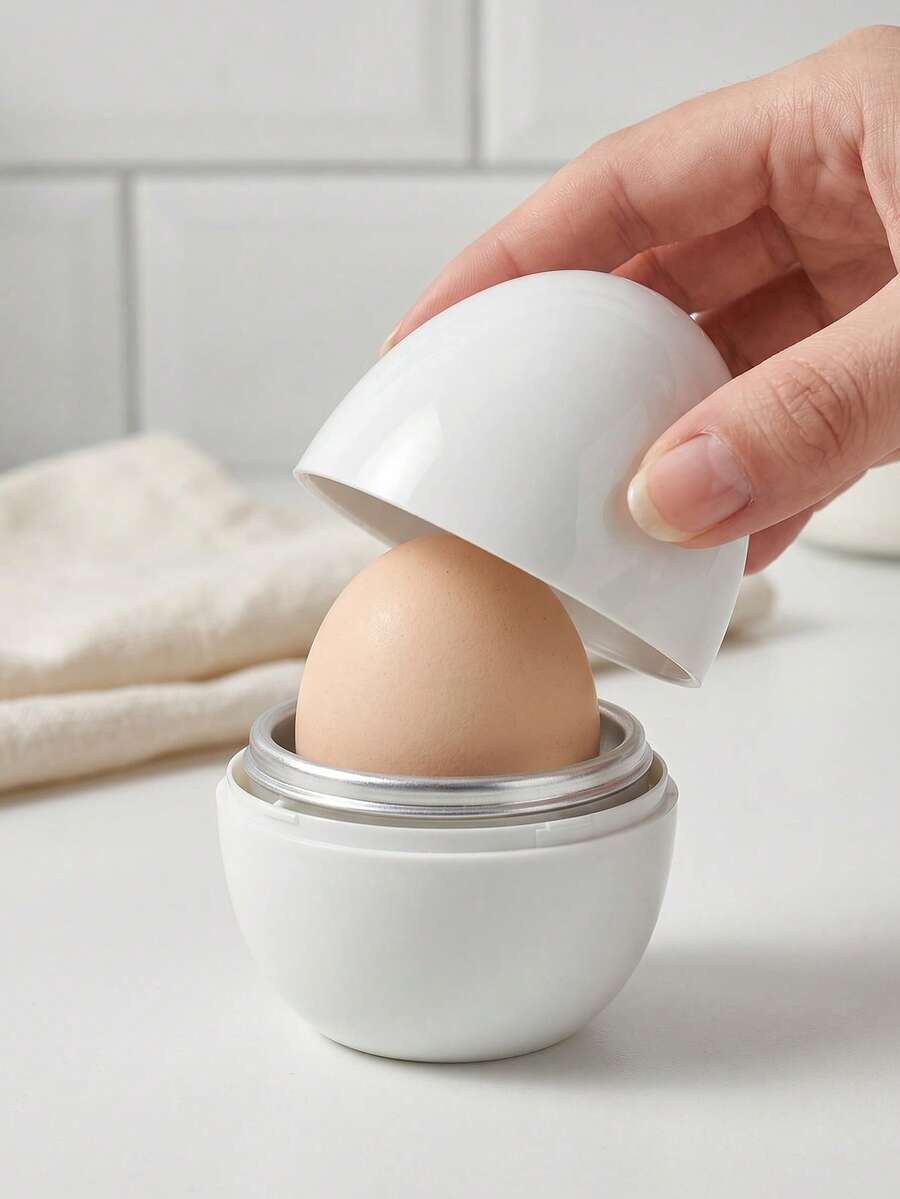 2pcs/Set (Tray + Lid) Latest Microwave Egg Cooker, Portable Aluminum Egg-Shaped Steamer, Creative Egg Cup, Egg Yolk Separator, Soft/Hard Boiled Egg Maker, Compact Design For Quick Breakfast, Suitable For Fitness Enthusiasts, Office, Dorm - Multicolor - View 1