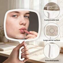 1PC Oversized Square Handheld Mirror, Square Back With Polished Texture, Hangable/Handheld, High-Definition Floating Mirror Surface, Bedroom/Living Room/Bathroom Multi-Scene Decor, Back-To-School Season Decoration Gift, Valentine's Day/Wedding Season/Christmas/Mother's Day Lightweight Souvenir Gift - Multicolor - View 2