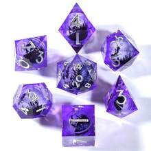 Set Dadu D&D Bystander Longan, Dadu Mata Kucing Buatan Tangan dari Resin Cair dengan Tepi Tajam, 7 buah, Cocok untuk Permainan Peran di Meja - MultiWarna - View 12