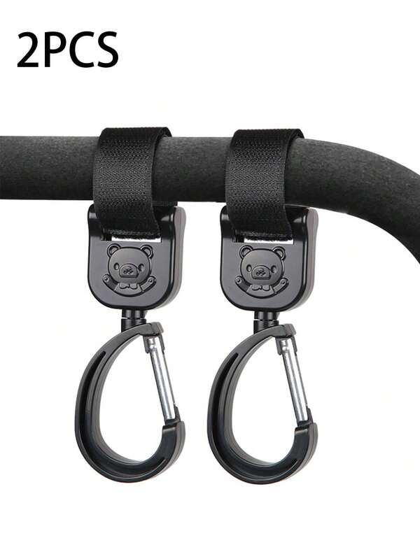 2 Ganci universali per manubrio di bicicletta, rotanti a 360°, gancio a forma di orsetto cartone animato, con fissaggio in nylon regolabile, adatti per biciclette, biciclette elettriche, skateboard, motociclette, passeggini, accessori per biciclette da esterno, clip di stoccaggio