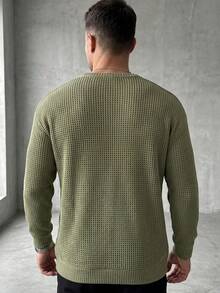 GRDR Textured Versatile Men's Pullover All-Match Casual Daily Commute - Army Green - View 2