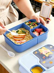 1pc Cartoon Lunch Box With Utensils And Sauce Container, Microwave , Suitable For School, Office, Outdoor - View 7