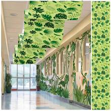AFYPRTY 1pc Tropical Jungle Palm Leaf Ceiling Decor Banner Backdrop, Suitable For Jungle Wildlife Party, Hawaiian Luau Party, Summer Birthday Party Decoration - Style 1 - View 3