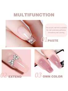 High-Quality Nail Kit, Including Clear Powder, Nude Powder, Non-Yellowing Liquid, Brush Cleaner, And Professional Nail Tools, Allowing You To Achieve Salon-Quality Perfect Nails At Home - Multicolor - View 4