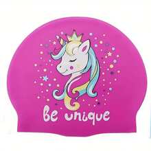 Silicone Cartoon Unicorn Swimming Cap, Suitable For Short/Wavy/Medium-Long Hair, Waterproof Anti-Slip Swimming Hat, Beach Essentials, Beach Accessories, Pool Float - Multicolor - View 10