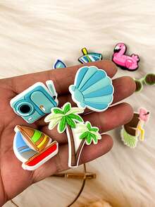 GCYCHENG Summer Holiday Style Beach Theme Shoe Accessories DIY Detachable Shoe Buckle Sun Beach Creative Street Shoe Decoration Christmas Gift Ornament - Multicolor - View 3