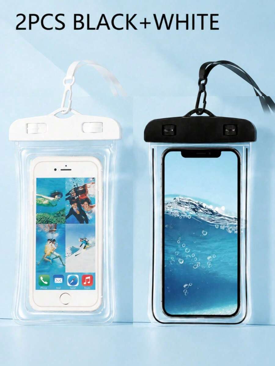 2入防水潛水手機收納袋，可觸控螢幕密封式游泳防水袋，適用水下攝影，防塵防摔防雨，高防水密封性