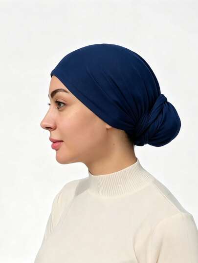 1pc Women's Easy Hijab Instant Classic Basic Solid Color Headscarf, 3 Different Wearing Styles, Multi-Purpose Practical Elastic Hijab, Modal Cotton Fabric, Comfortable Soft Skin-Friendly, Suitable For Daily Wear, Sports, Yoga