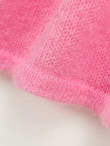 CHUU Sweater Rajut Bordir Huruf Hati Wanita Musim Gugur Tipis Asimetris Belahan Leher V - Berwarna merah muda - View 9
