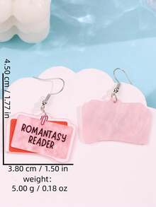 1對創意趣味時尚可愛精緻粉色ROMANTASY READER耳環 女士日常珠寶 - 彩色 - 查看 5