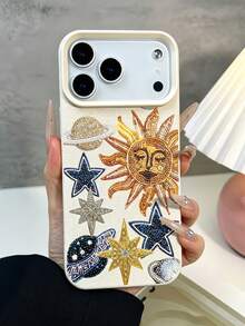 1pc Glittery Starry Sky Sun Planet Star Pattern TPU Phone Case, Compatible With Apple 17/17Pro/17Promax/17Air/Apple 16/16Pro/16Promax/16Plus/15/15Pro/15Promax/14Plus/14Promax/13/13Promax/12Pro/12Promax/11/11Pro Fashion Protective Soft Shell - Multicolor - View 1