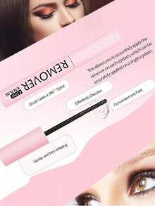 Set Penghapus Lem Bulu Mata Pink – Cepat, Lembut & Bebas Alkohol dalam 30 Detik, Sikat Spiral untuk Penghapusan Bulu Mata DIY yang Mudah, Penggunaan di Rumah & Salon - Berwarna merah muda - View 6