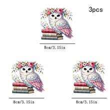 1/2/3pcs Floral Wreath Book Owl Heat Transfer Sticker, Artistic Watercolor Floral Animal DIY Print, Suitable For T-Shirt, Hoodie, Canvas Bag, Pillow - Multicolor - View 6
