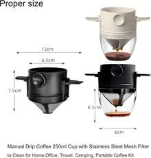 LNTJOQXBM Pour Over Coffee Maker, Manual Drip Coffee 250ml Cup With Stainless Steel Mesh Filter, To Clean For Home,Office, Travel, Camping, Portable Coffee Kit (White) - ColorB - View 2