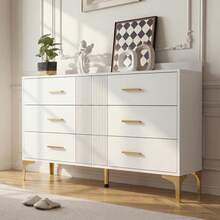 Sideboard With 6 Drawers - White Door Cabinet With Drawers For Living Room And Bedroom, Dimensions: - 白色 - 查看 1