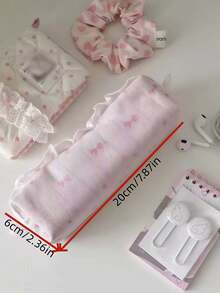 1pc Korean Style Pink Bow Lace Pencil Case, Ins Minimalist Large Capacity Stationery Storage Pencil Pouch,Back To School Season - Multiple Styles - View 10